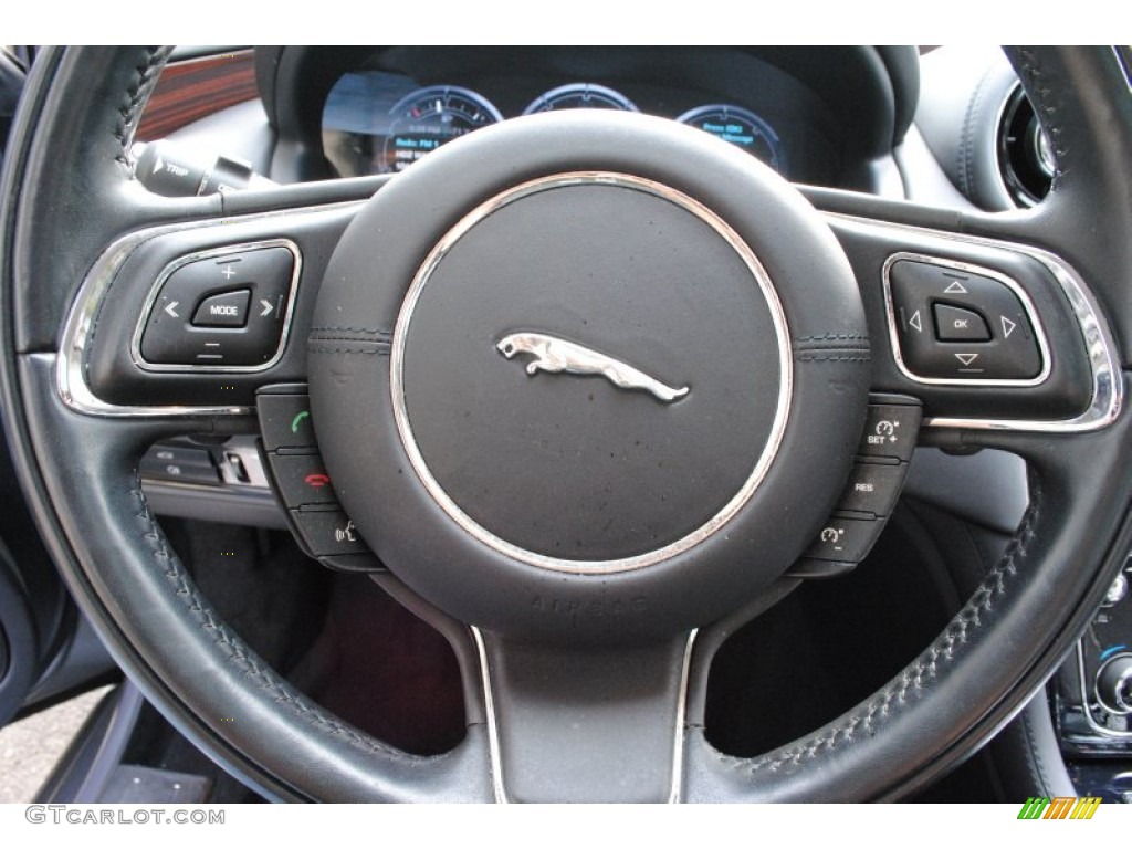 2011 Jaguar XJ XJL Jet Black/Ivory Steering Wheel Photo #66056465