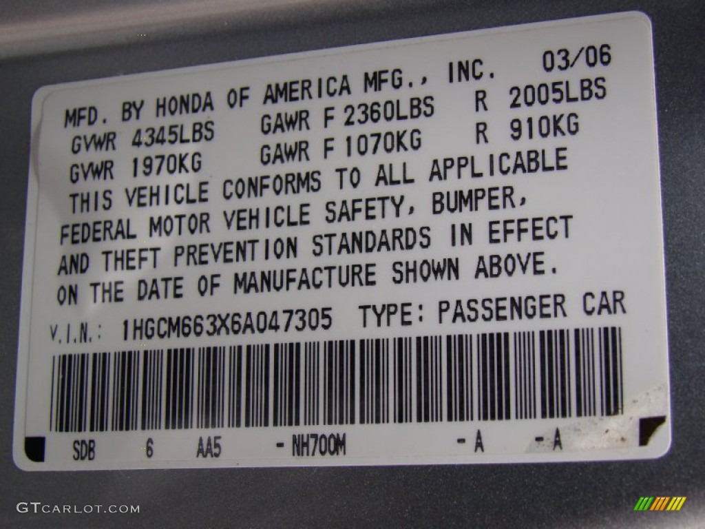 2006 Accord LX V6 Sedan - Alabaster Silver Metallic / Black photo #24
