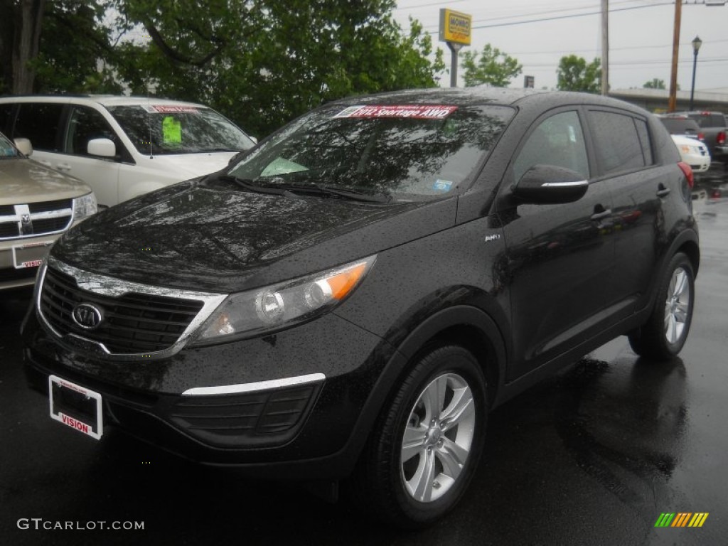 2012 Sportage LX AWD - Black Cherry / Black photo #1