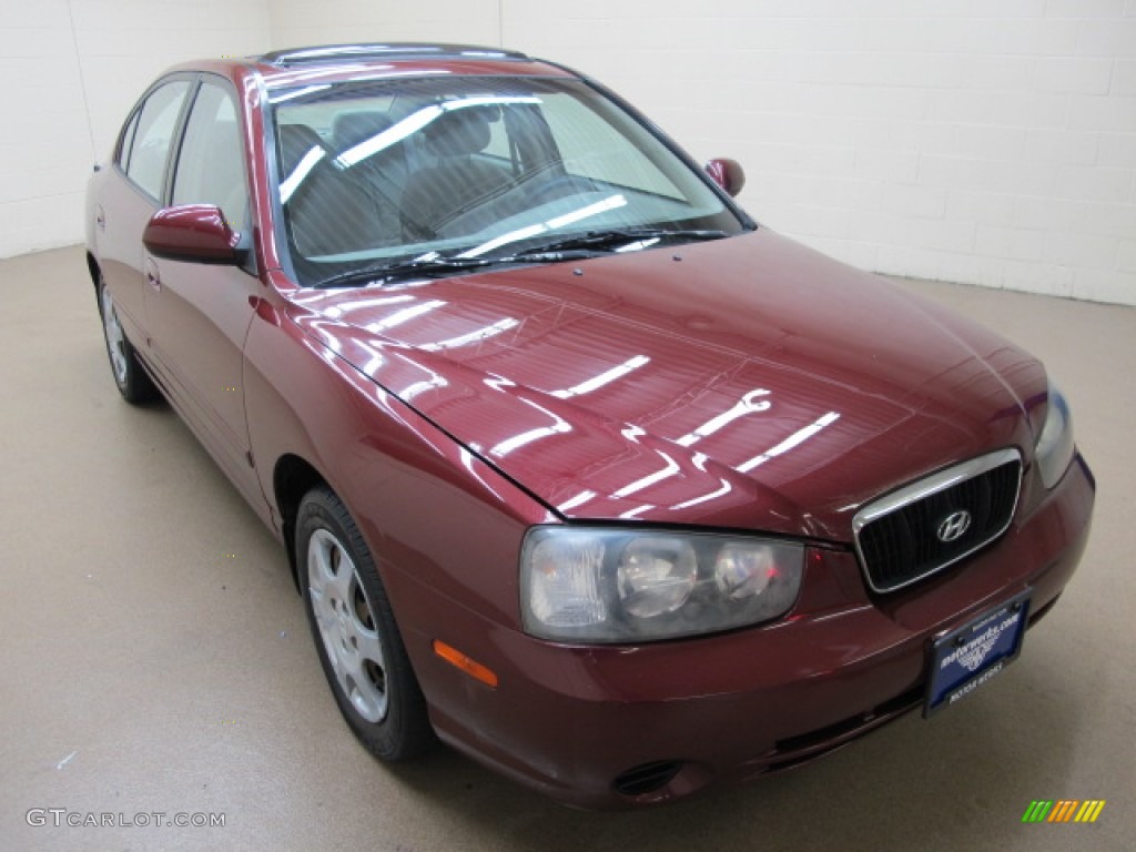 2001 Elantra GLS - Cardinal Red / Beige photo #1