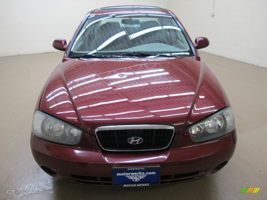 2001 Elantra GLS - Cardinal Red / Beige photo #2