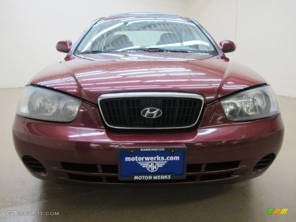 2001 Elantra GLS - Cardinal Red / Beige photo #3
