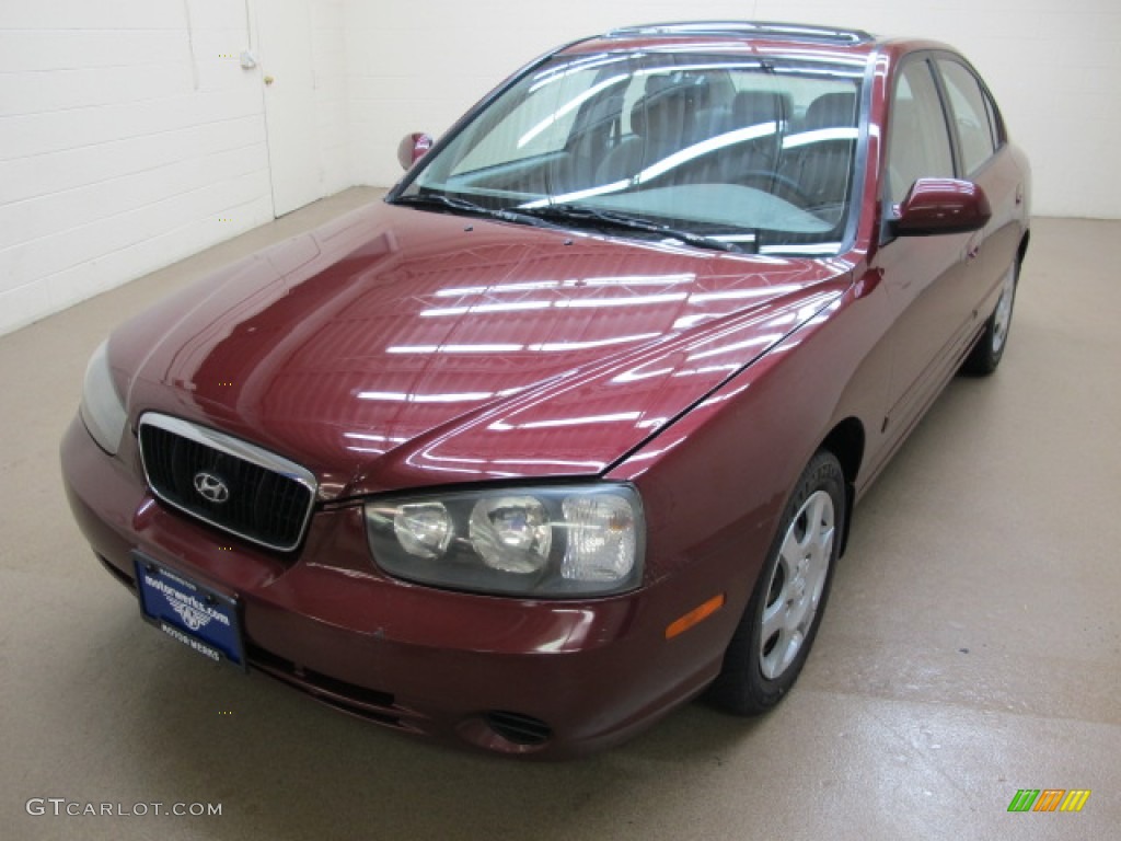 2001 Elantra GLS - Cardinal Red / Beige photo #4