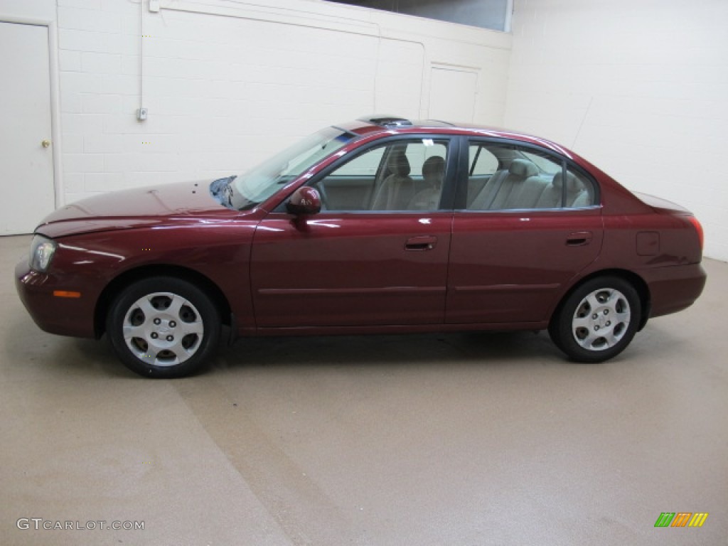 2001 Elantra GLS - Cardinal Red / Beige photo #5