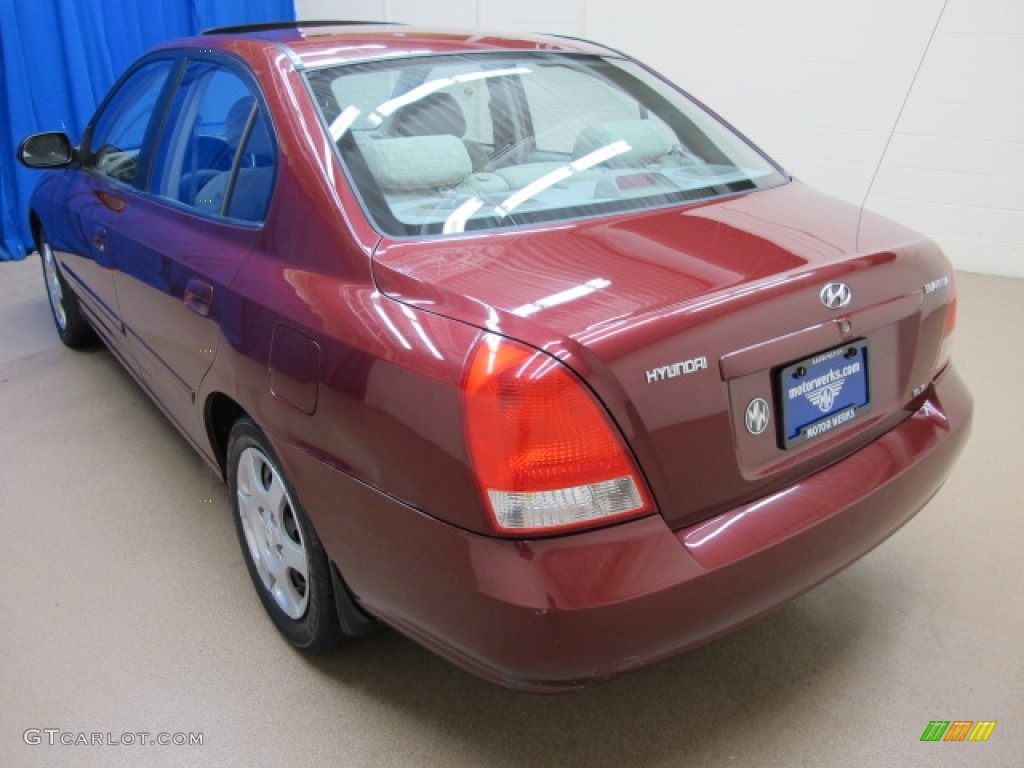 2001 Elantra GLS - Cardinal Red / Beige photo #6