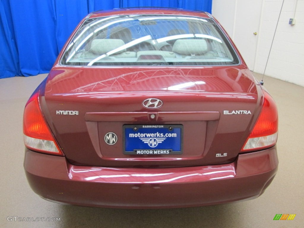 2001 Elantra GLS - Cardinal Red / Beige photo #7