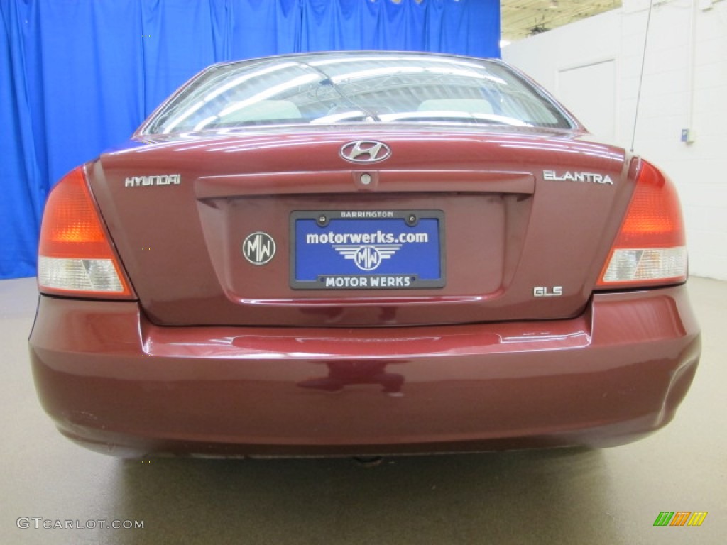 2001 Elantra GLS - Cardinal Red / Beige photo #8
