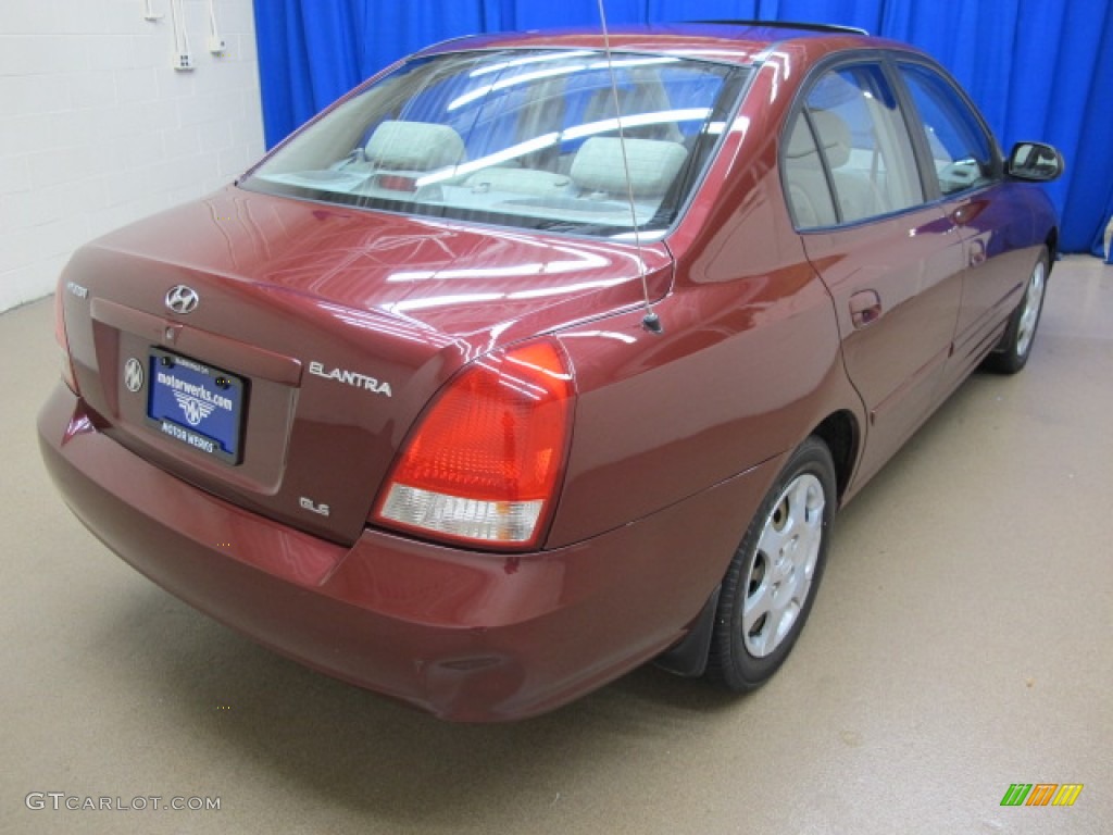 2001 Elantra GLS - Cardinal Red / Beige photo #9