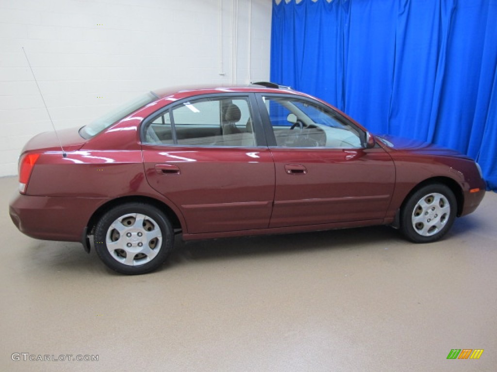 2001 Elantra GLS - Cardinal Red / Beige photo #10