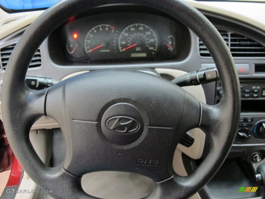 2001 Elantra GLS - Cardinal Red / Beige photo #32