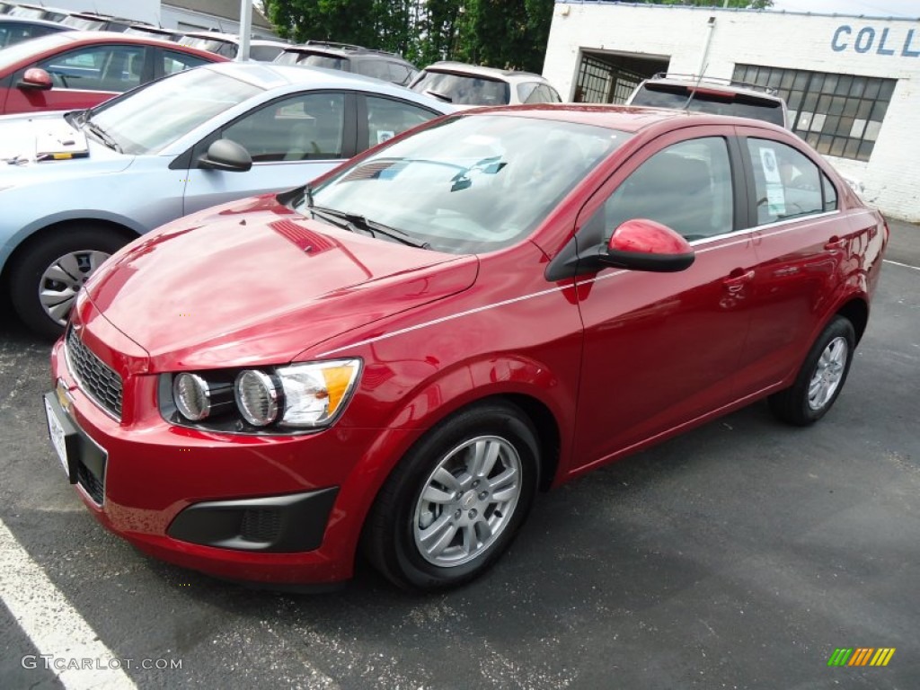 2012 Sonic LT Sedan - Crystal Red Tintcoat / Jet Black/Dark Titanium photo #2