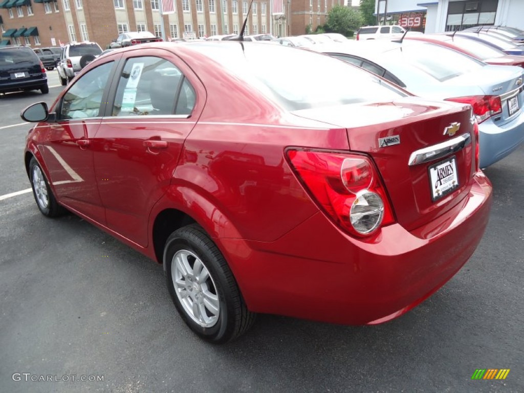 2012 Sonic LT Sedan - Crystal Red Tintcoat / Jet Black/Dark Titanium photo #5