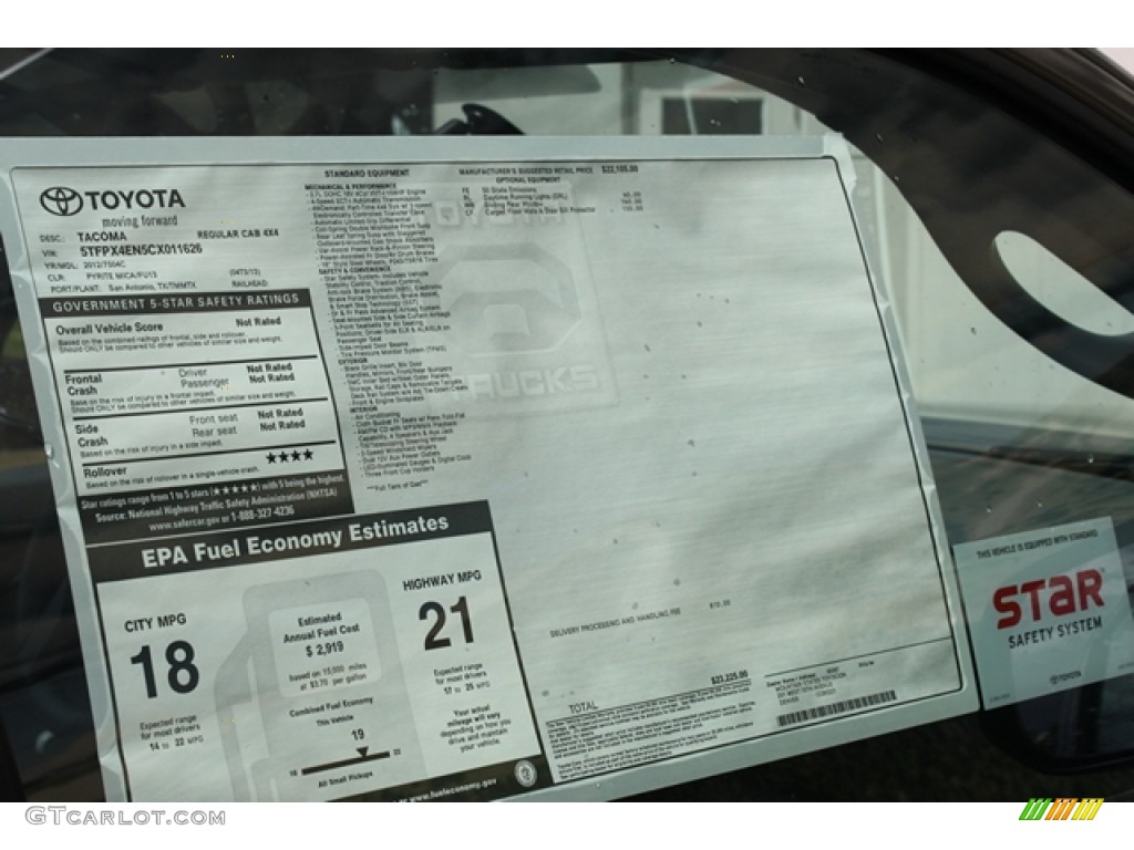 2012 Tacoma Regular Cab 4x4 - Pyrite Mica / Graphite photo #9