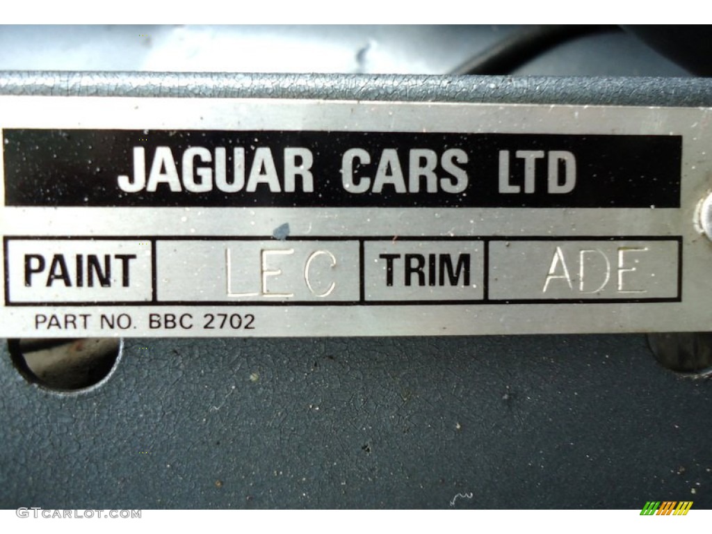 1986 Jaguar XJ XJS Coupe Color Code Photos