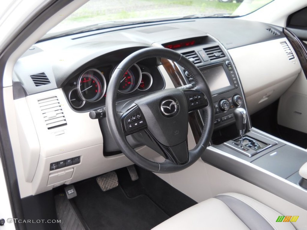 2011 CX-9 Grand Touring AWD - Crystal White Pearl Mica / Sand photo #13
