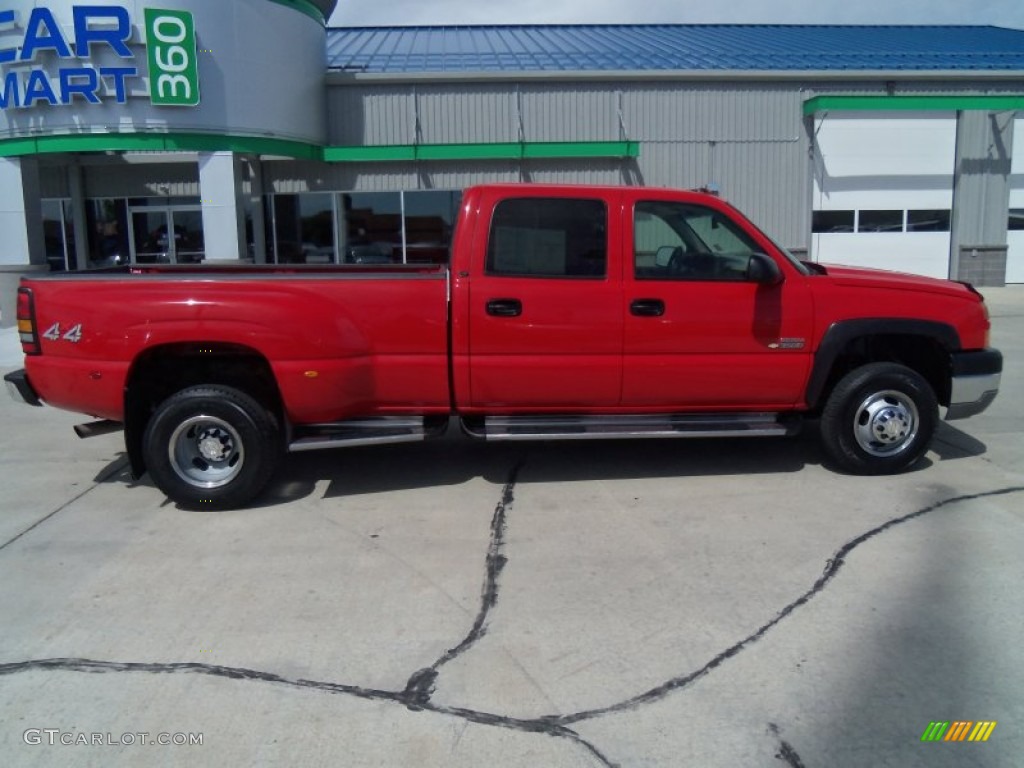 2005 Silverado 3500 LT Crew Cab 4x4 Dually - Victory Red / Tan photo #34