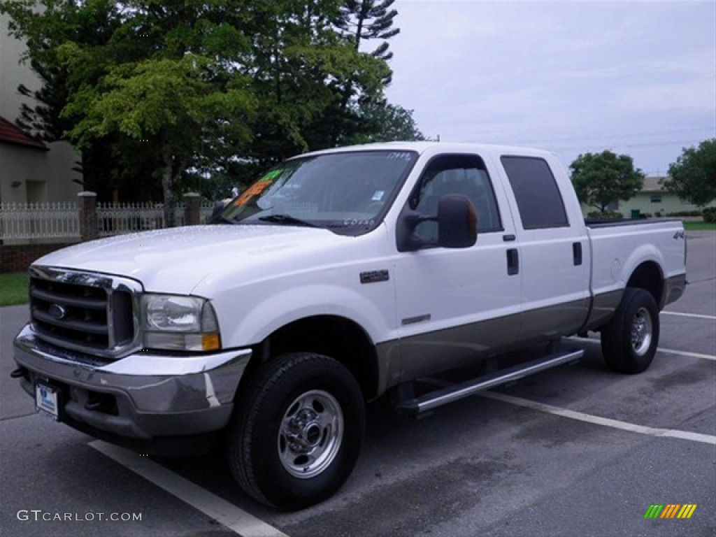 2004 F250 Super Duty Lariat Crew Cab 4x4 - Oxford White / Medium Parchment photo #6