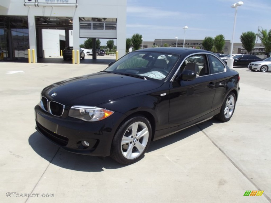 2012 1 Series 128i Coupe - Jet Black / Oyster photo #1