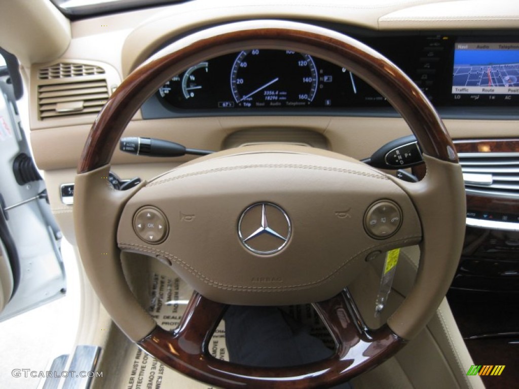 2009 Mercedes-Benz CL 550 4Matic Cashmere/Savanna Steering Wheel Photo #66082335