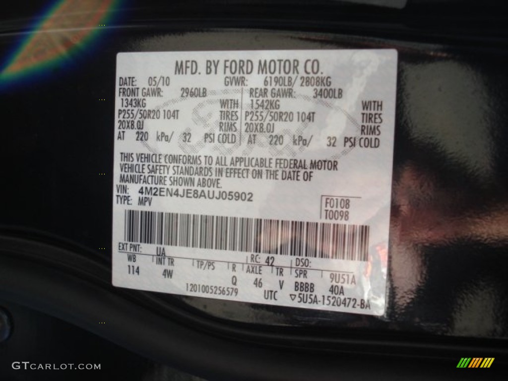 2010 Mountaineer Color Code UA for Black Photo #66085188