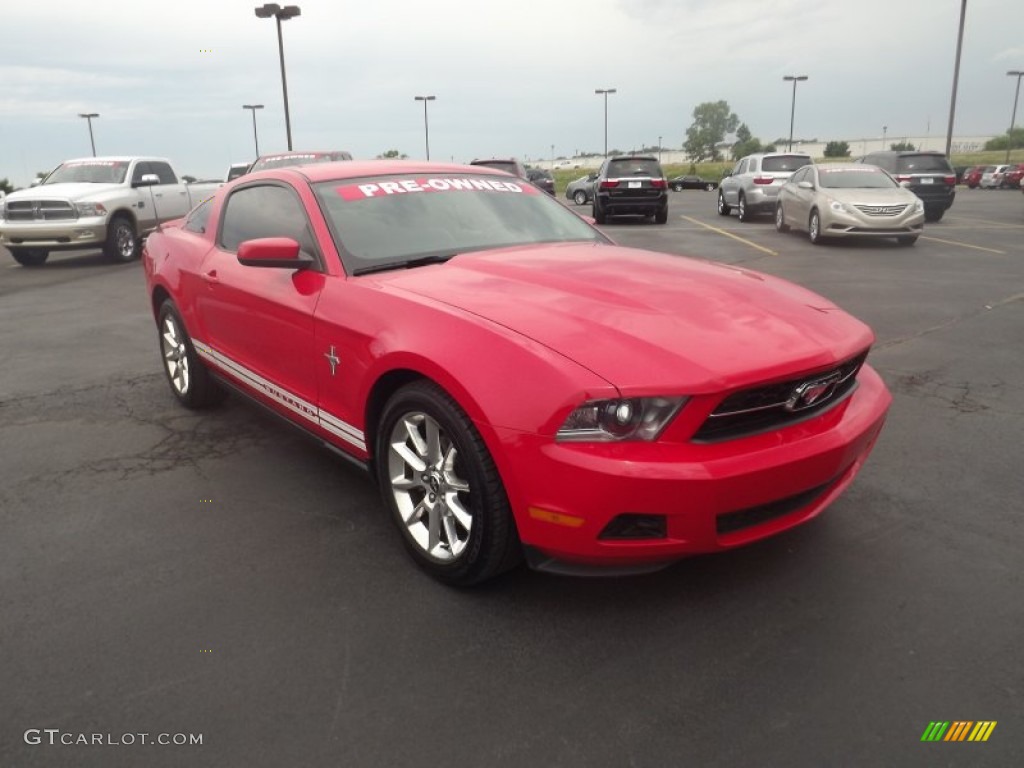 2010 Mustang V6 Premium Coupe - Torch Red / Stone photo #3