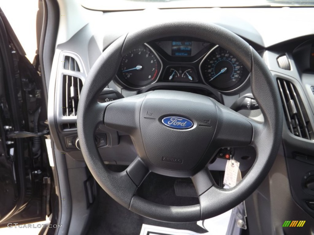 2012 Ford Focus S Sedan Charcoal Black Steering Wheel Photo #66090639