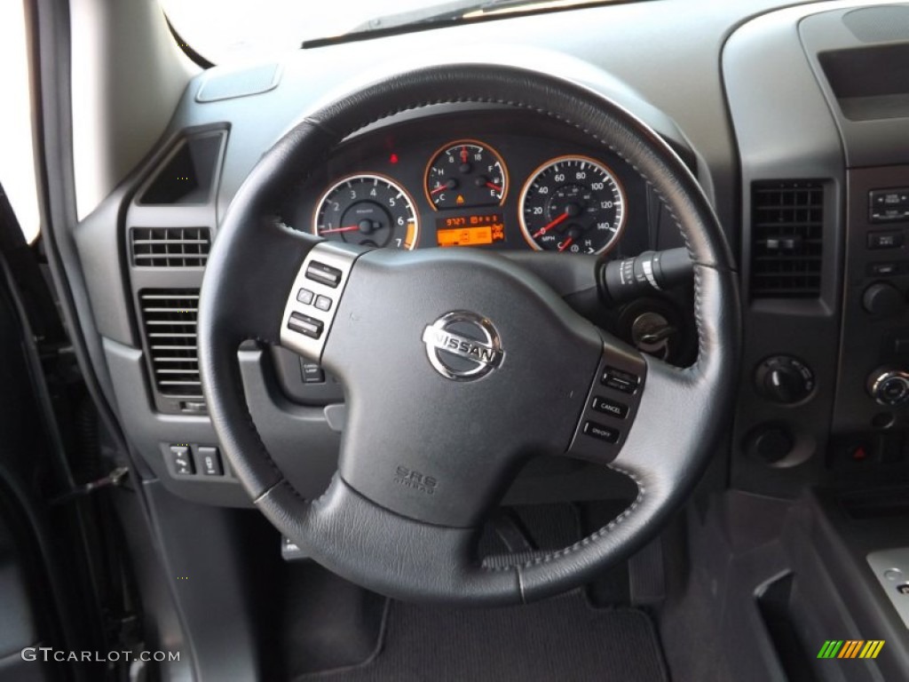 2010 Nissan Titan SE Crew Cab 4x4 Charcoal Steering Wheel Photo #66092128