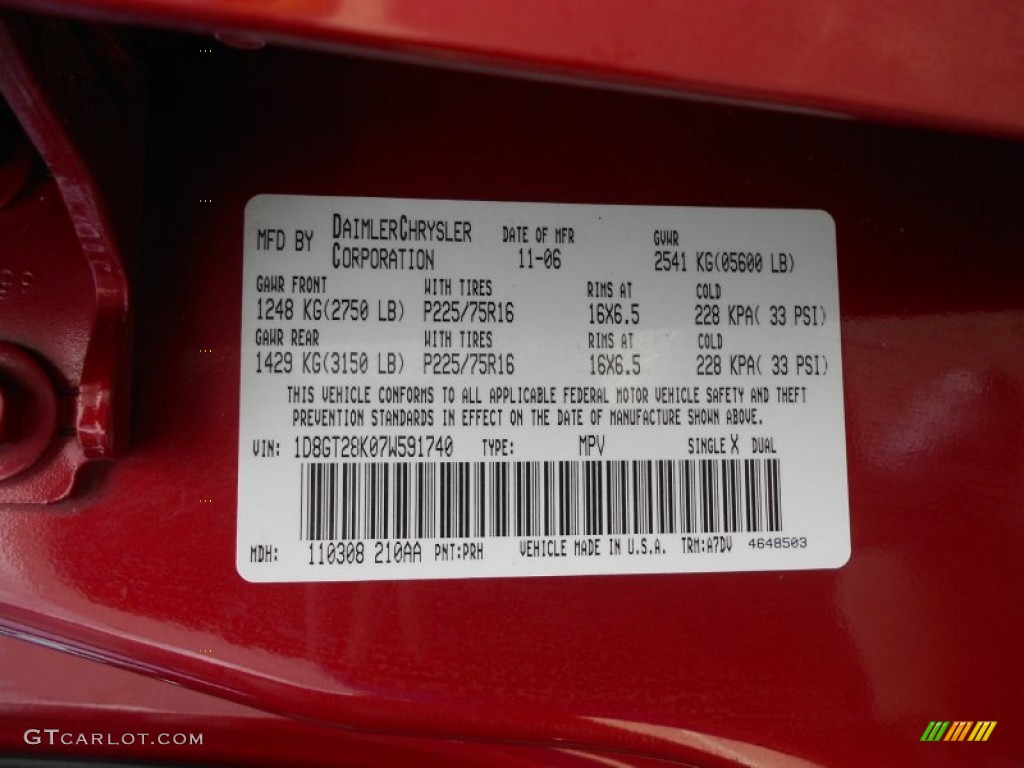 2007 Nitro Color Code PRH for Inferno Red Crystal Pearl Photo #66093315