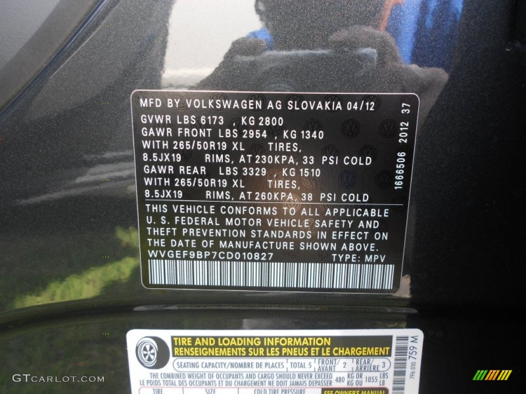 2012 Touareg VR6 FSI Lux 4XMotion - Dark Flint Metallic / Black Anthracite photo #24