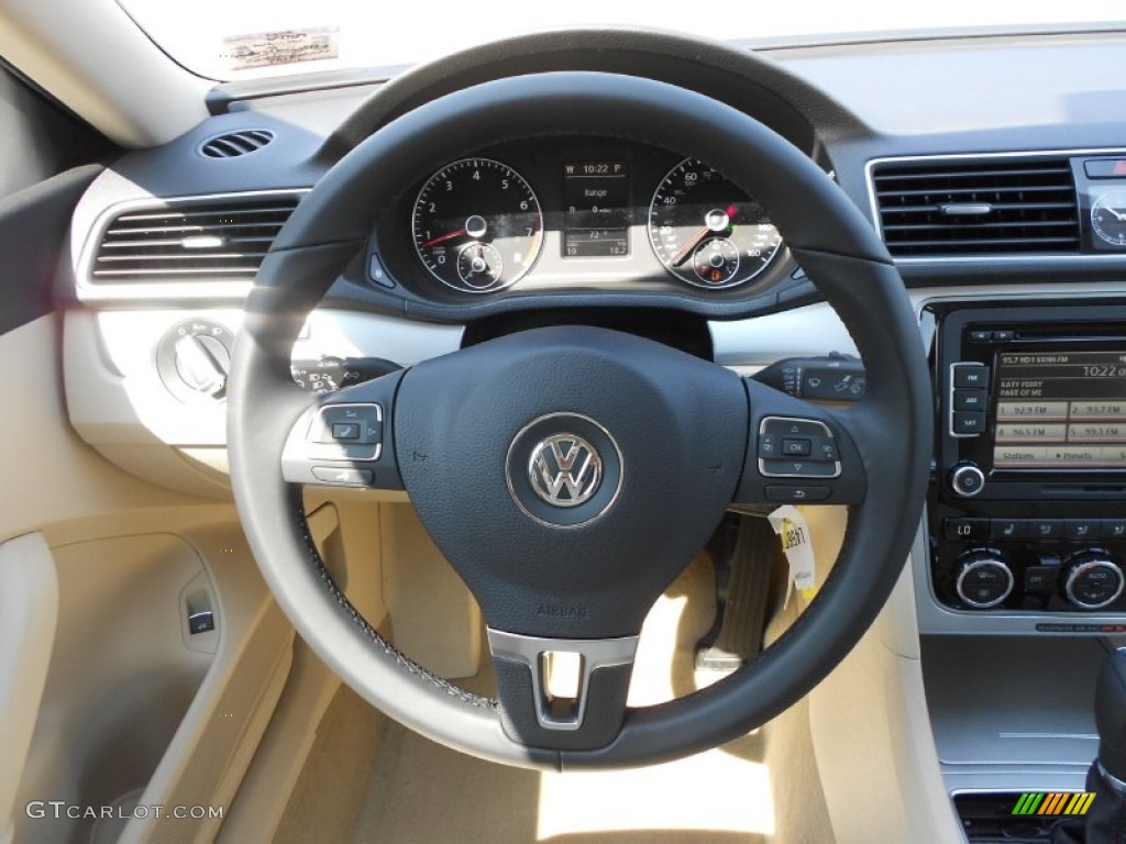 2012 Volkswagen Passat 2.5L SE Cornsilk Beige Steering Wheel Photo #66094458