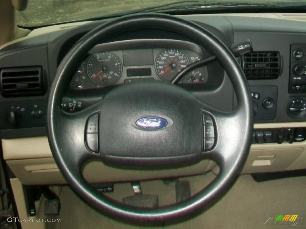 2006 Ford F250 Super Duty XLT SuperCab 4x4 Tan Steering Wheel Photo #66094674