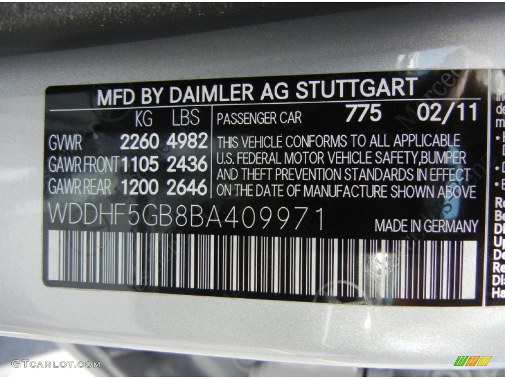 2011 E Color Code 775 for Iridium Silver Metallic Photo #66095424