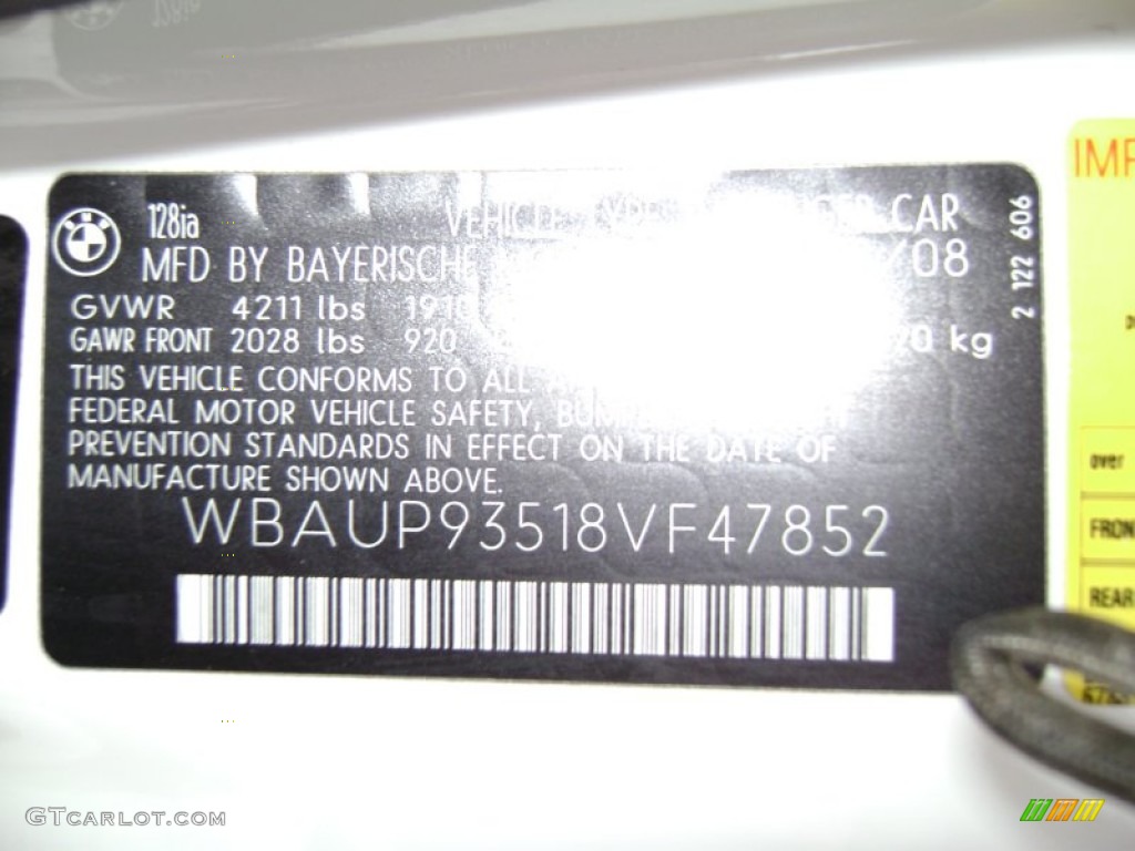 2008 1 Series 128i Coupe - Alpine White / Savanna Beige photo #10