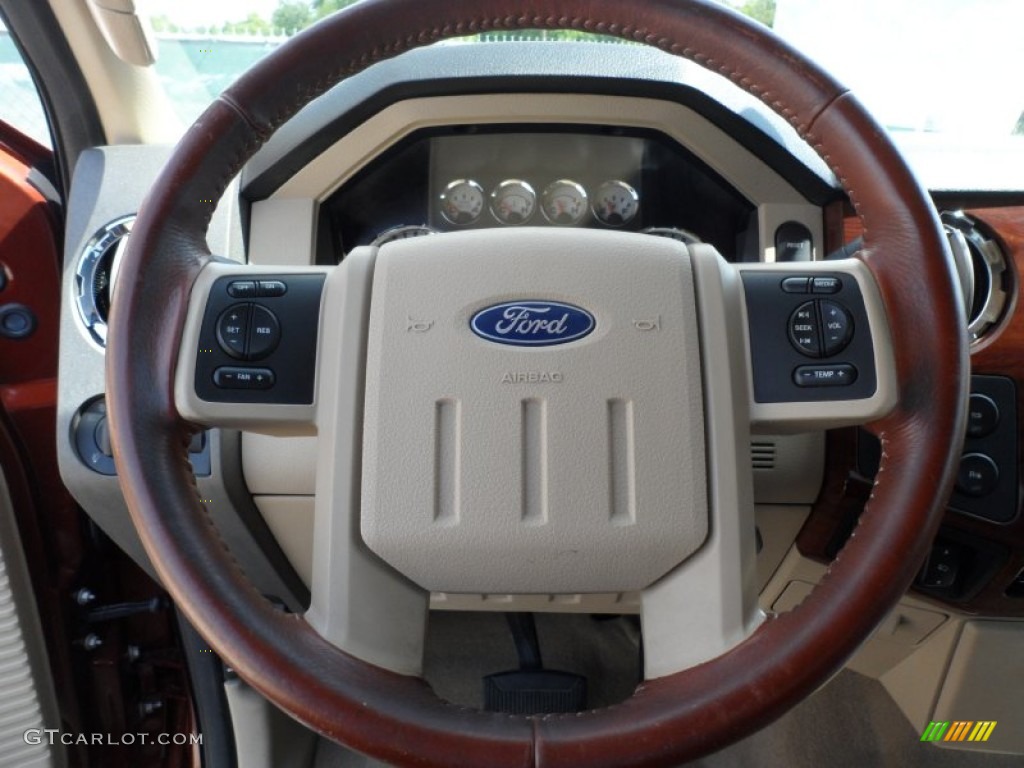 2008 Ford F350 Super Duty King Ranch Crew Cab 4x4 Chaparral Brown Steering Wheel Photo #66101613