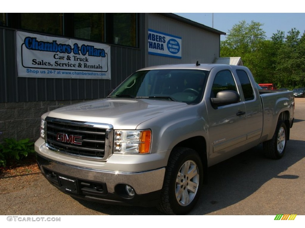 2008 Sierra 1500 SLE Extended Cab 4x4 - Silver Birch Metallic / Ebony photo #1