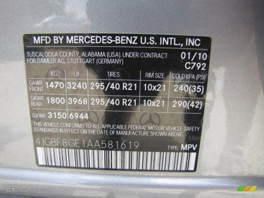 2010 Mercedes-Benz GL 550 4Matic Color Code Photos