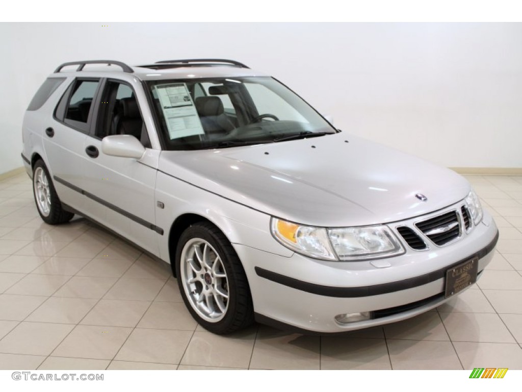 Silver Metallic 2002 Saab 9-5 Linear Sport Wagon Exterior Photo #66119514