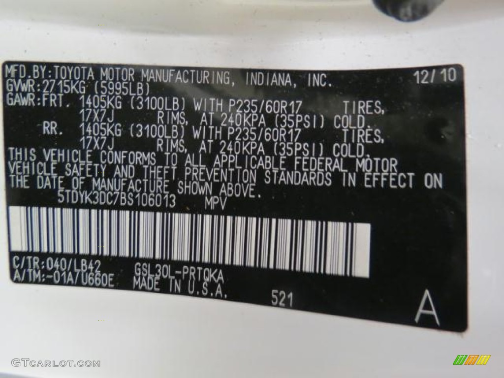 2011 Sienna XLE - Super White / Bisque photo #10