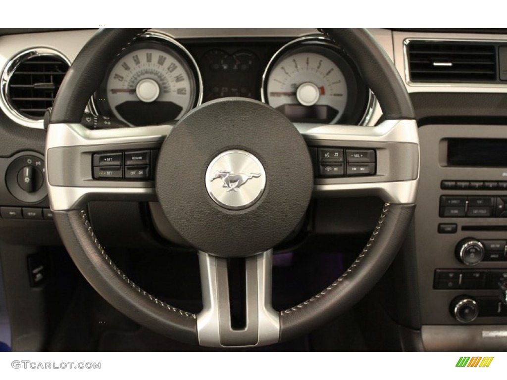 2012 Ford Mustang V6 Premium Convertible Charcoal Black Steering Wheel Photo #66123629