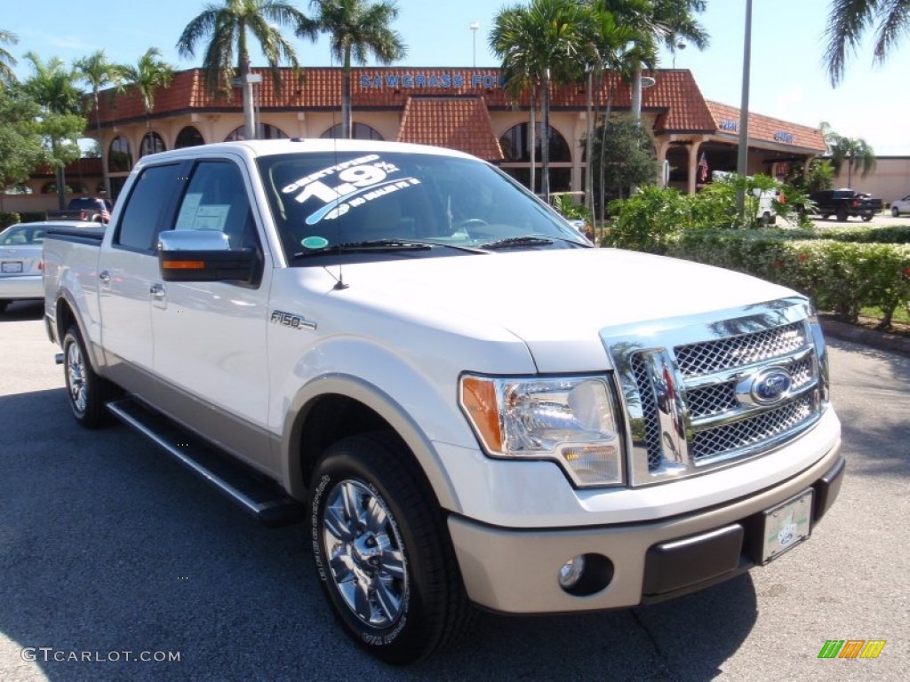 2010 F150 Lariat SuperCrew - White Platinum Metallic Tri Coat / Tan photo #1