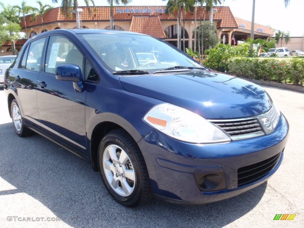 2009 Versa 1.8 S Sedan - Blue Onyx / Beige photo #1