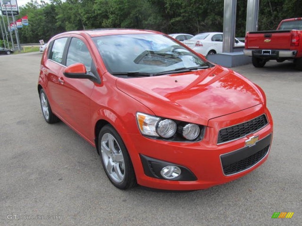 Inferno Orange Metallic 2012 Chevrolet Sonic LTZ Hatch Exterior Photo #66129944