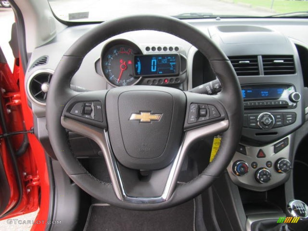 2012 Chevrolet Sonic LTZ Hatch Jet Black/Dark Titanium Steering Wheel Photo #66130004