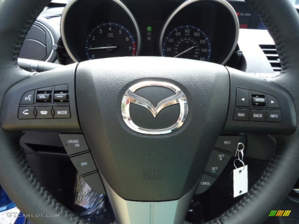 2012 Mazda MAZDA3 i Grand Touring 5 Door Black Steering Wheel Photo #66133974