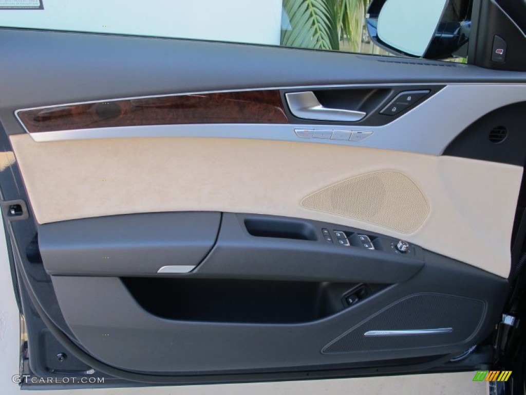 2013 Audi A8 3.0T quattro Velvet Beige Door Panel Photo #66136085