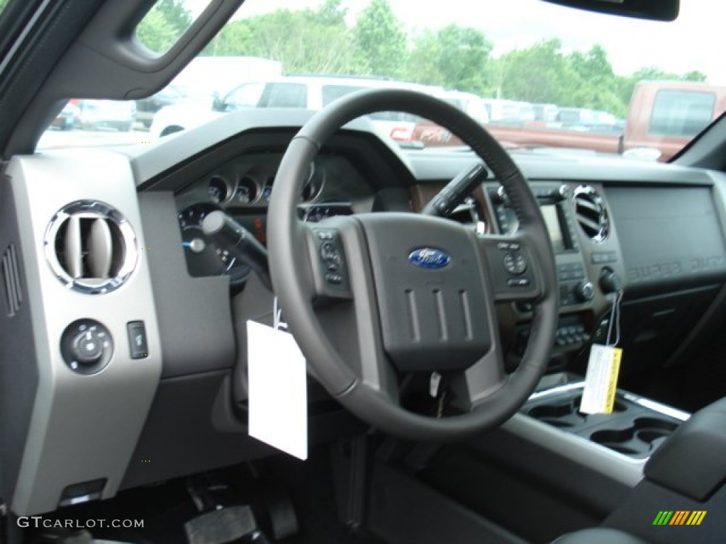 Black Interior 2012 Ford F450 Super Duty Lariat Crew Cab 4x4 Dually Photo #66145091