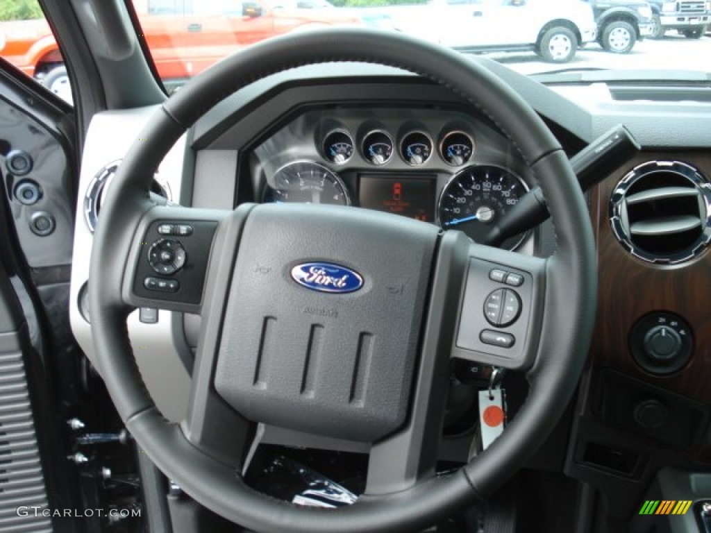 2012 Ford F450 Super Duty Lariat Crew Cab 4x4 Dually Black Steering Wheel Photo #66145159