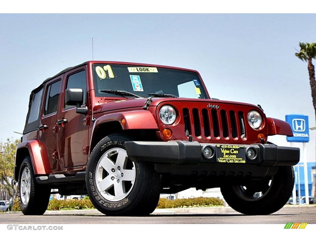 2007 Wrangler Unlimited Sahara - Red Rock Crystal Pearl / Dark Slate Gray/Medium Slate Gray photo #1