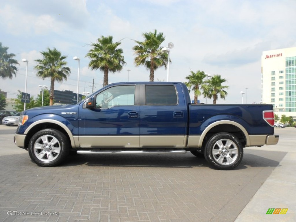 2010 F150 Lariat SuperCrew - Dark Blue Pearl Metallic / Tan photo #4