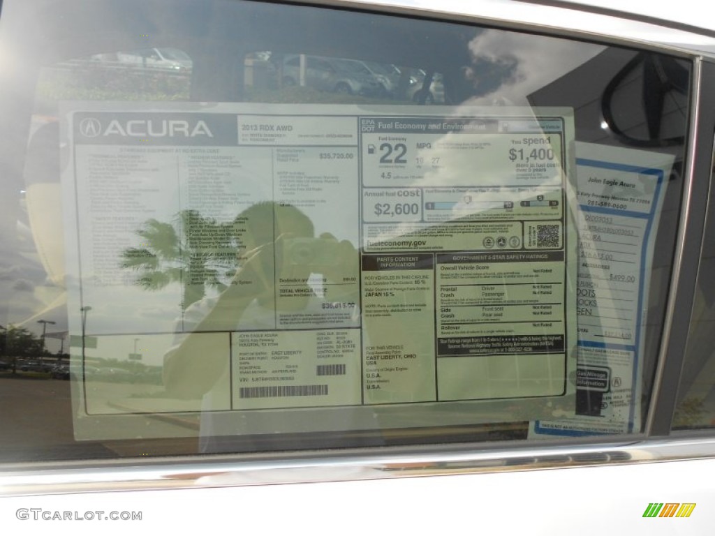 2013 Acura RDX AWD Window Sticker Photos